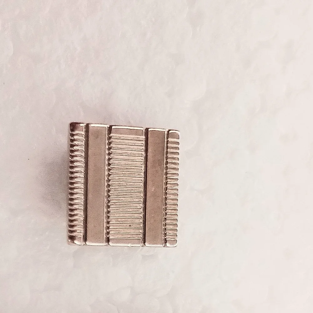 Cufflinks Tie Clip Set Mid-Century Modern Gold Tone Etched Rectangles Graphics.